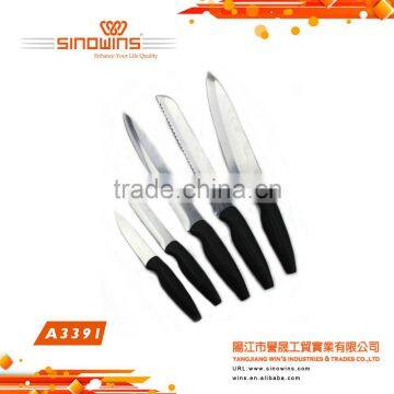 A3391b High Quality 5PCS stainless steel blade titanium plated knife sets