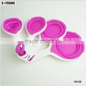 16128 SILICONE MEASURING CUPS SET CUP SPOON KITCHEN TOOL COLLAPSIBLE BAKING COOK