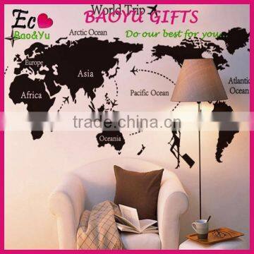 Fashion decorative DIY wall sticker world map sitting room wall stickers TV setting post