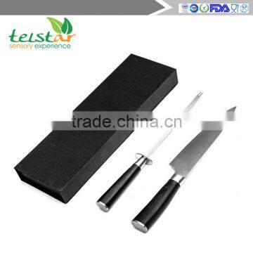Chef's Knife and Sharpener - Professional Set by LK Kitchen - 8 inch Stainless Steel Sharp Blade Kitchen Knife for the Home Cook