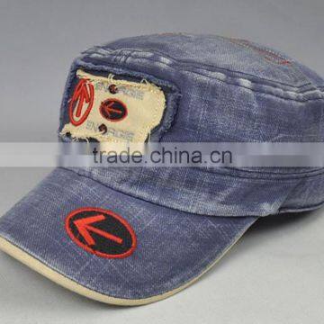 Shabby Denim Army Caps Custom Washed Military Hats With Your Own Design