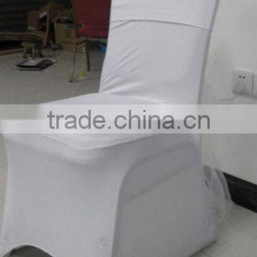 White Banquet Spandex Chair Cover With Organza Chair Cap Sash for Wedding Decoration photo-3