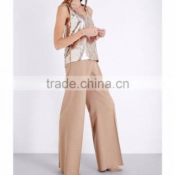 Wholesale Women Scoop Neck Sleeveless Sequin Embellished Relaxed Sequinned Top(DQE0175T) photo-2