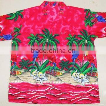 Macau parrot palm tree print hawaiian shirts