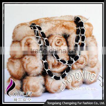 CX-H-13D In-Stock Women High Quality Chain Bag Genuine Rex Rabbit Fur Hand Bag photo-6