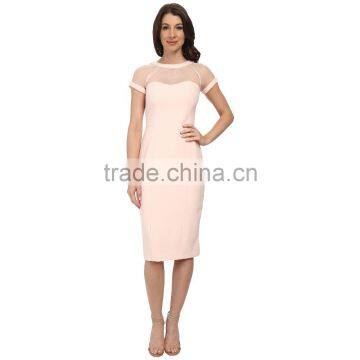 latest design fashion plain formal dress tight with lace custom made