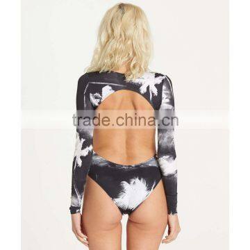 All Day Surf Lady Bodysuit Customizable Long Sleeves Deep V Neckline Swimsuit One Piece Rashguard 4 Way Stretchy Swimwear photo-4