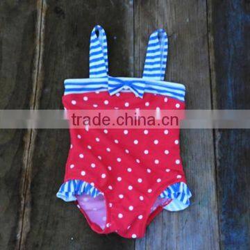 Boutique Kids Girls Swimwear 2016 Beach Wear Children Swimsuit White Polka Dot Bathing Suit Playsuit photo-2