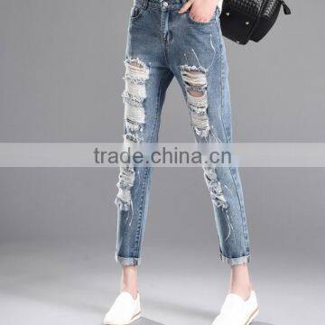 Zm35757a Summer New Pattern Jeans Pants Casual Damaged Denim Pants photo-2