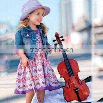 Jean Jacket and Flower Dress Set Kids Cotton Girls Frock Patterns