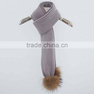 Myfur 2016 Wholesale Genuine Raccoon Fur Pom Poms Winter Knit Scarf photo-4