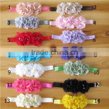 Wholesale Selling Children Headdress Flower Hand Sewn CHIFFON FLOWER Combined With Headband photo-2