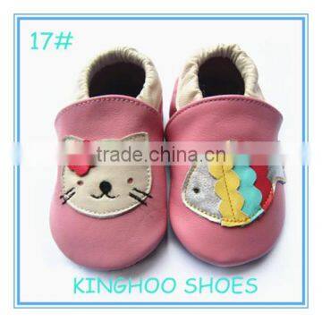 pink style 2016 china manufactury soft sole leather baby shoes