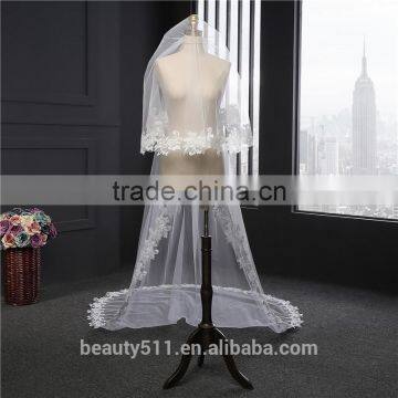 wholesale new grance long lace bridal wedding veil Fashionable long Tulle 2017HL10