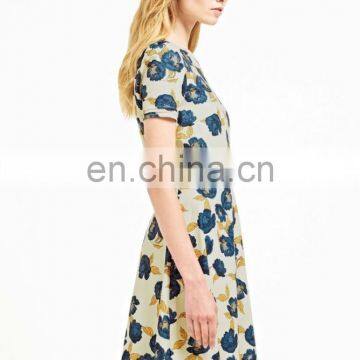 2016 Summer Fashion Girls Floral Print Short Sleeve Midi Dress photo-3