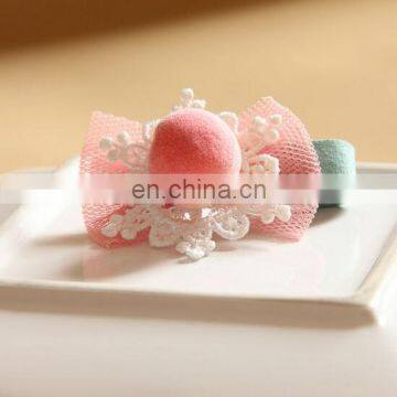 Dainty Pink Hair Clip Baby Lace Alligator Clip Pom Pom Baby Barrettes For Baby Shower Gift