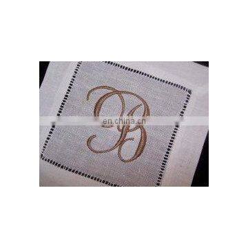 white linen cocktail napkins with monogramming for wedding / wholesale / promotion