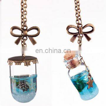 Sea Element Seawater Conch Starfish Drift Bottle Bow Tie Pendant Necklace