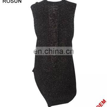 knitwear women black sweater dress distressed vest