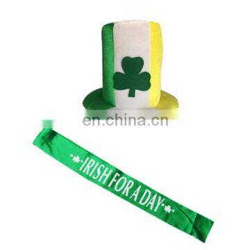 St Patrick's Day Green Shamrock Irish Cap Hat and Irish Sash