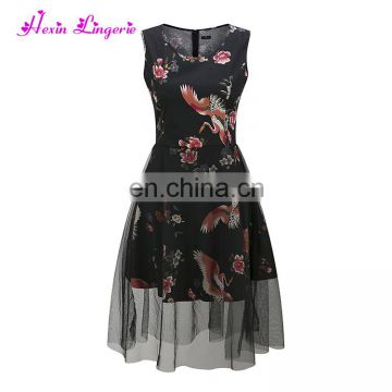 Paypal Accept black flower women plus size party flower lace evening dress