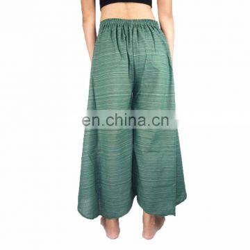 NAPAT Gypsy Woven Waist And Plain TC Cotton Curved Flare Leg Pants photo-4
