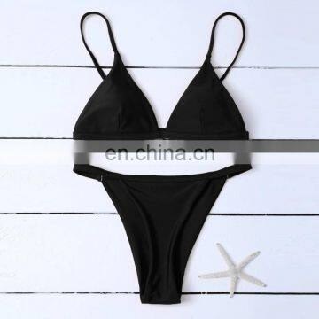 Hot Selling low waist sexy bikini black ladies padded bikini set