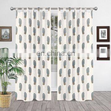 100% Cotton Hand Block Printed Multicolor Window Door Curtains Home Decor