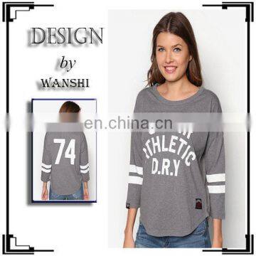 Latest Design Varsity College Baseball Top 100% Cotton Women Tops and Blouse