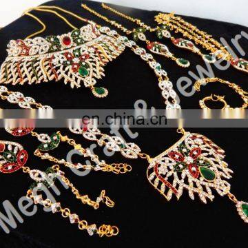 Wedding Wear Jewellery-Gold Plated Bridal Necklace Set-Designer Costume Jewelry-2015 Bridal Jewellery Set photo-4