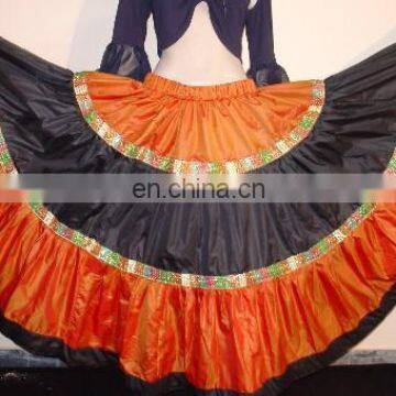 Three Tier Katan Skirt With Sequin Trim