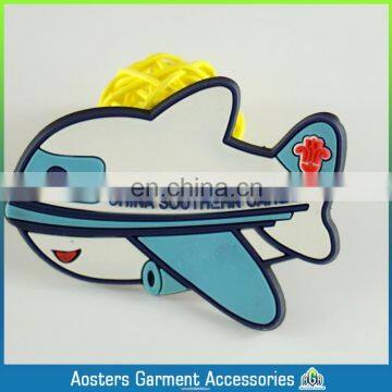 fashion die cut interesting plane shape 3D soft pvc label rubber logo patches custom