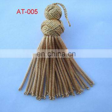 Vintage good looped cord tassels gold with bullion wire material and big caterpillar