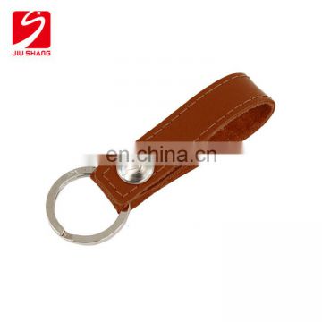 Cheap custom made leather car logo keychains with metal ring