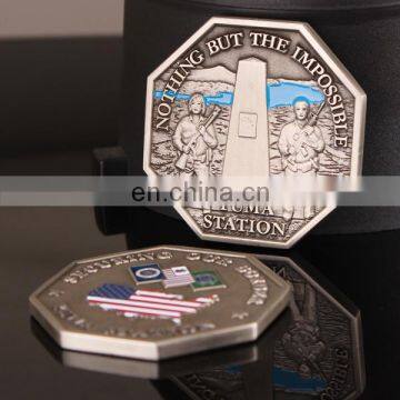 high quality antique silver 3D metal challenge coin