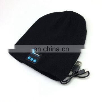 custom logo blue-tooth wool knitted beanie hat for men