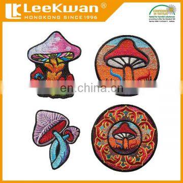 custom self-sticker mushroon patch,embroidery hot melt mushroom patch,sew-on patch mushroom design