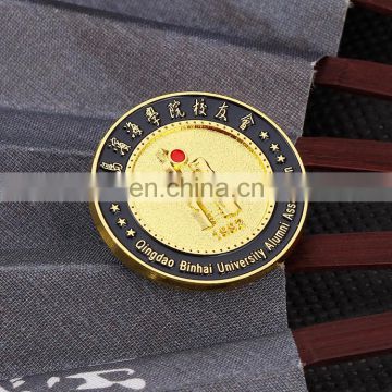 pocket round gold metal badge for souvenir gift customize