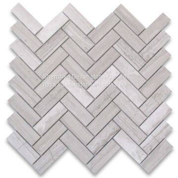 Fashion White Wooden Marble Bathroom Backsplash Mosaic photo-4