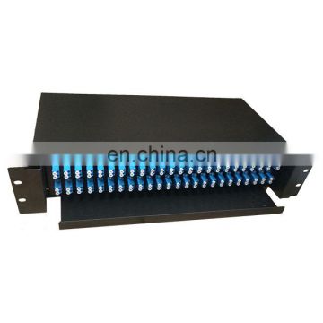 Sliding drawer type terminal box 19 inch Fiber Optic Patch Panel 48ports black cold rolling steel sheet SC/APC adapter