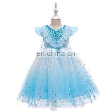 2020 New Design Mesh Sequined Elsa 2 Princess Dress Children Halloween Cosplay Costume