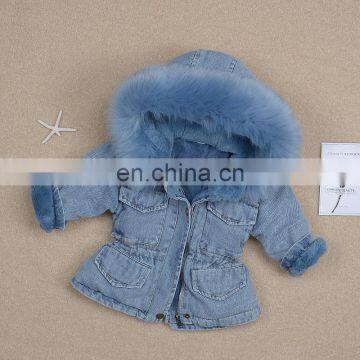 2020 Winter Children's Girls Fashion Warm Fur Denim Coat photo-5