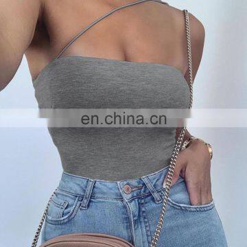 Black Lingerie Cotton One Shoulder Mujer Bodysuits for Women photo-6