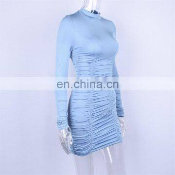 Women Turtleneck Long Sleeve Sexy Party Stacked Dresses Elastic Mini Vintage Summer Bodycon Club Wear Dress photo-6