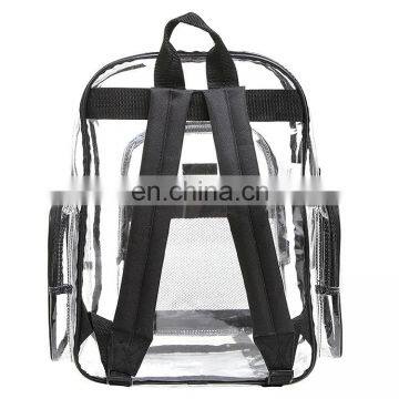 Clear Transparent PVC School Bag Backpack Outdoor Clear Backpack With Black Trim