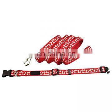 Best seller good quality fashionable design dog leash and collar set with bone pattern