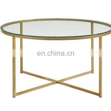 modern round gold dining table tempered glass table top