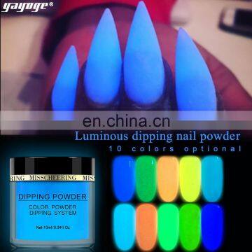 Wholesale Glow In Dark Acrylic Dip Dipping Powder For 10 Colors Luminous Pigment