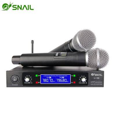 100% оригинальная система беспроводного микрофона Snail U-168, жидкокристаллический дисплей, высокое качество звука, дистанционное приём, подходит для использования в местах проведения собраний, улично-барных заведениях, концертах, церквях и т.д.