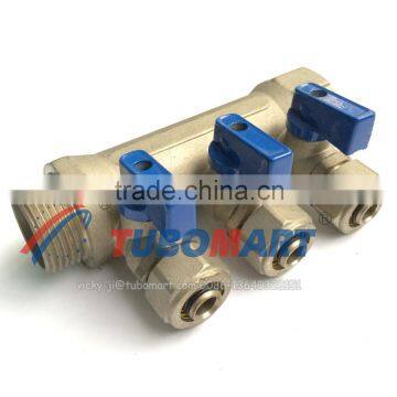 China supply heating plumbing brass pap pex pipe manifolds with ball valve